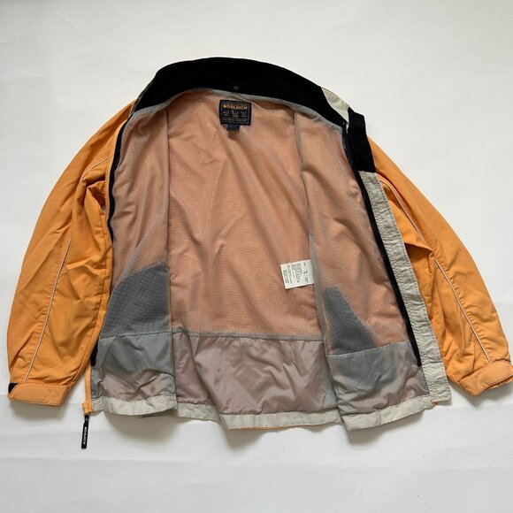 Vintage Woolrich Women size M Orange Yellow Fleece collar windbreaker Jacket - Picture 3 of 12